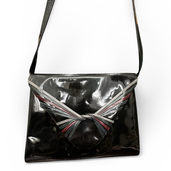 Bally Handbags - Vintage 1980s Bally Patent Leather Sculptural Bow Shoulder Bag